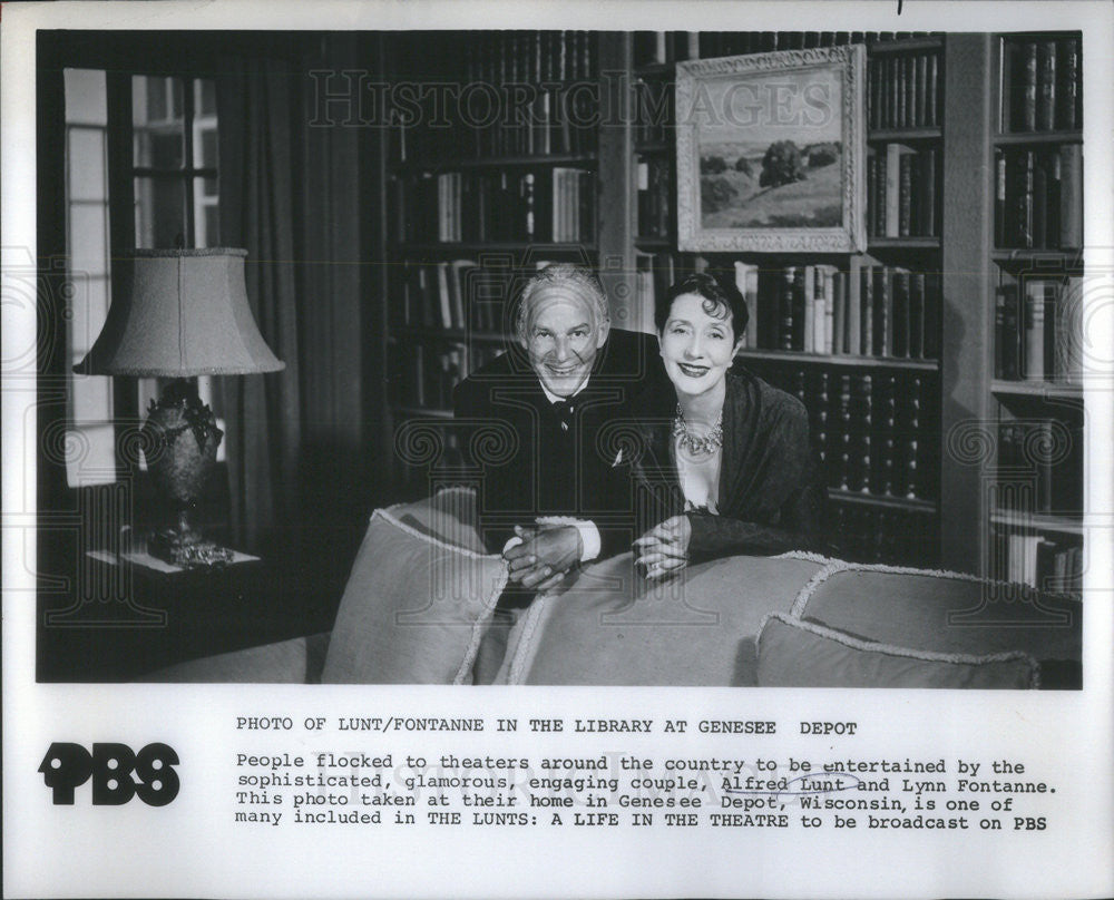 1980 Press Photo Alfred Lunt American stage director actor with Lynn Fontanne - Historic Images