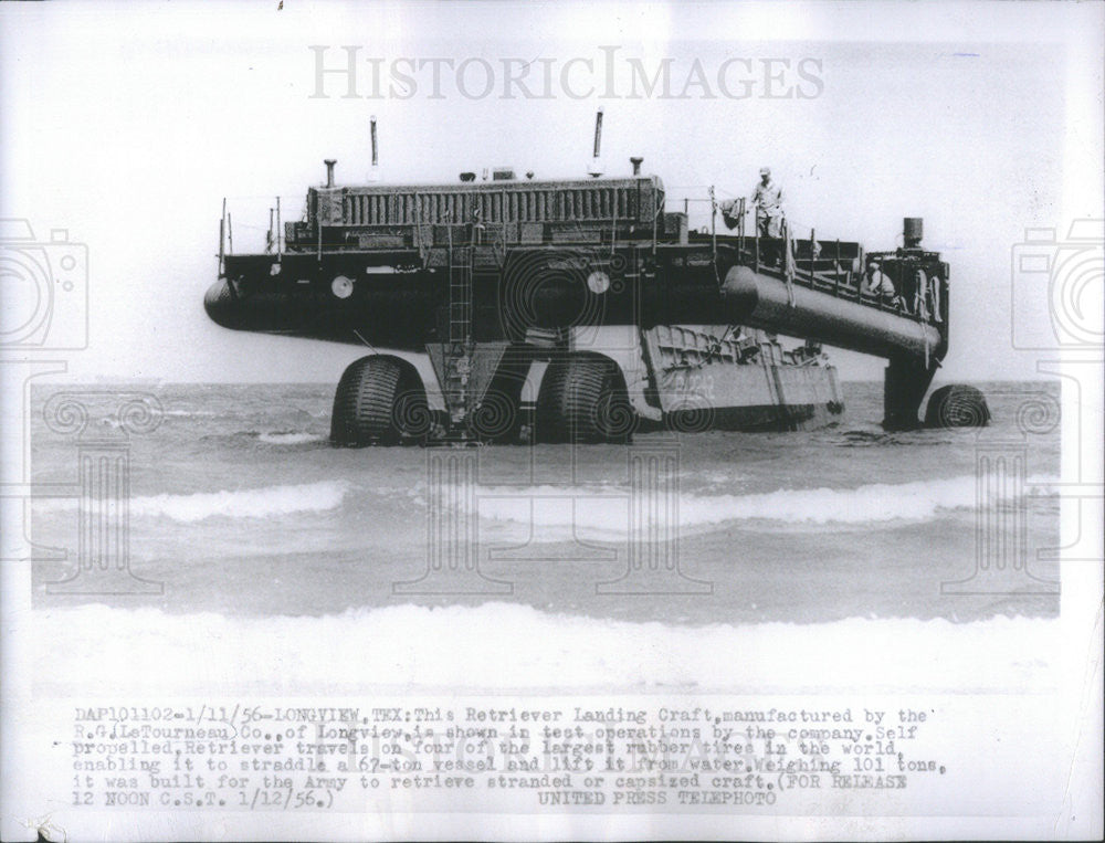 1956 Press Photo of Army Retriever Landing Craft in Longview TX - Historic Images