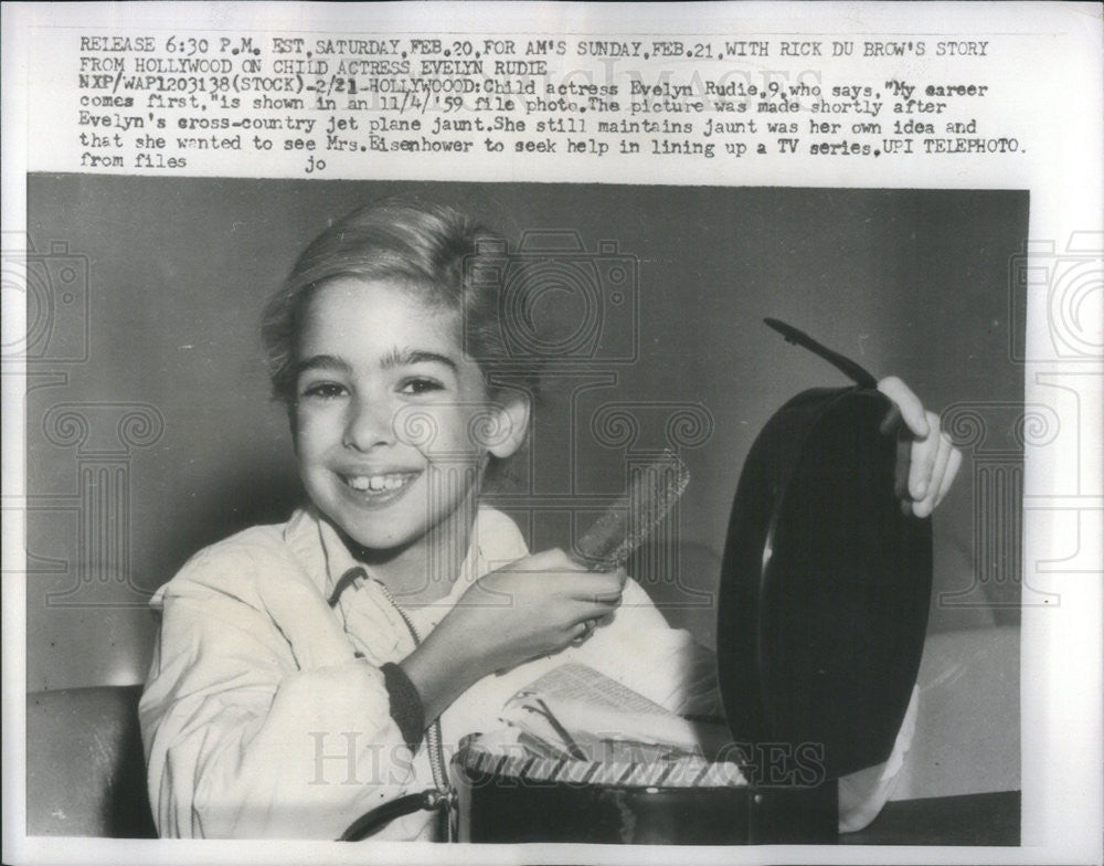 1959 Press Photo Evelyn Rudie, child actress. - Historic Images