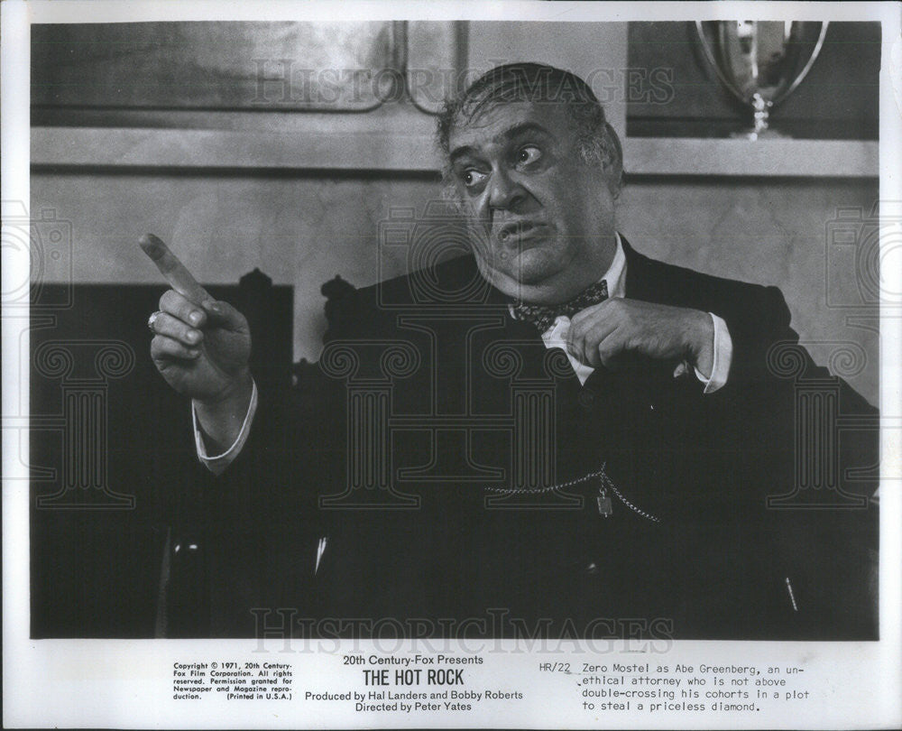 1972 Press Photo Zero Mostel Actor as Abe Greenberg &quot;The Hot Rock&quot; Film Hal - Historic Images