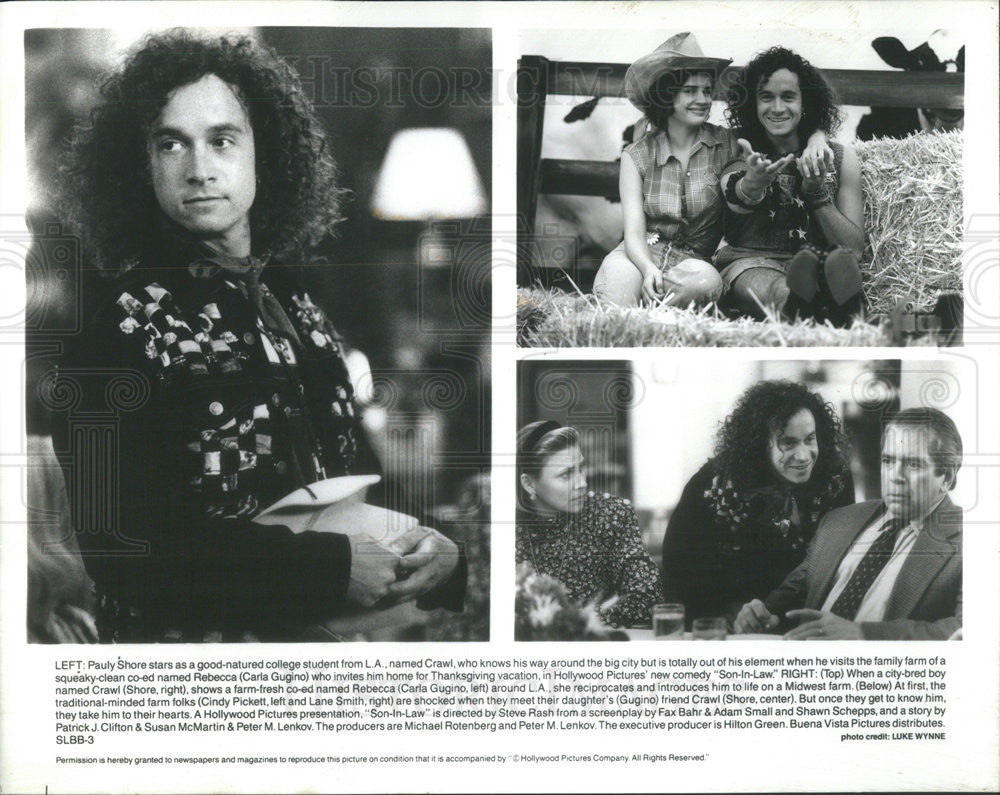 1993 Press Photo pauly Shore,Carla Guigno,Cindy Pickett and Lane Smith,actors - Historic Images