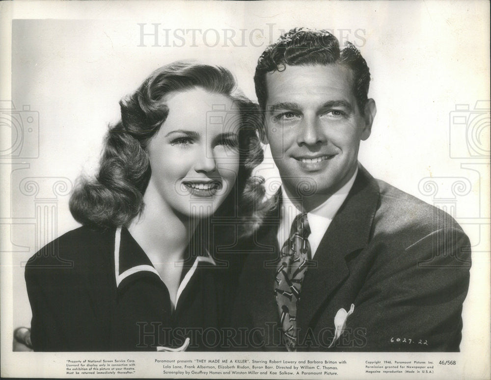 1945 Press Photo Robert Lowery American motion picture stage actor with actress - Historic Images