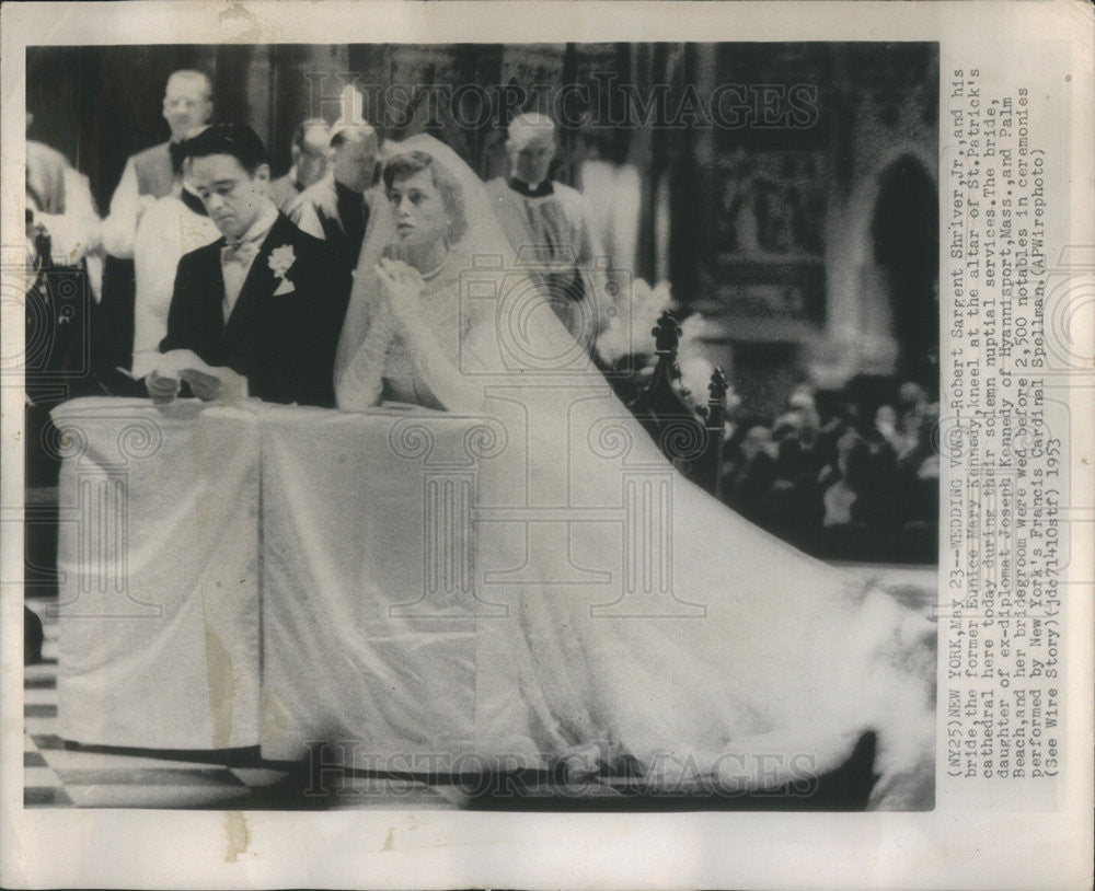 1953 Press Photo Robert Sargent Shriver Jr Bride - Historic Images