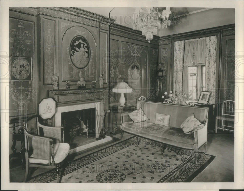 1937 Press Photo Paintend Decoration Georgian Adam Room Sheraton Furniture Sofa - Historic Images