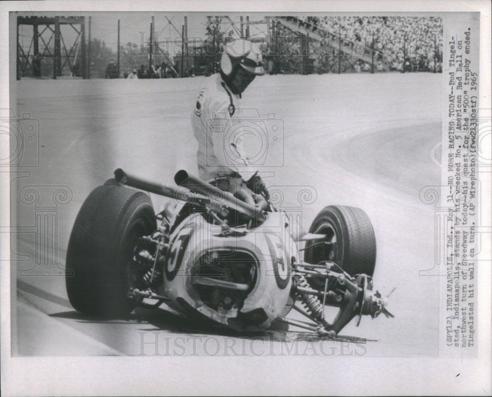 1965 Press Photo Bud Tingelstad Indianapolis Speedway Car American Red Ball - Historic Images