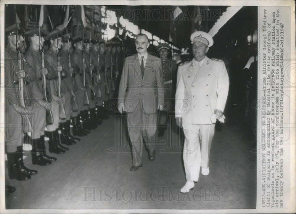 1947 Press Photo Prime Minister Dimitrov of Bulgaria and Yugoslav Marshall Tito - Historic Images