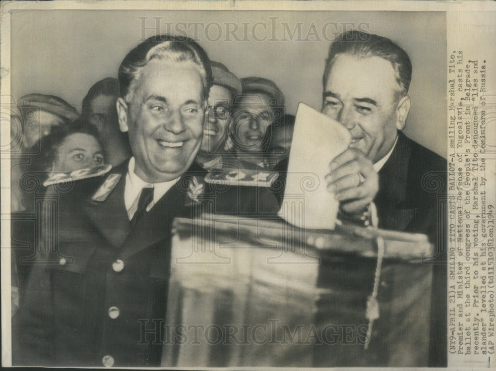 1949 Press Photo Marshal Tito Premier Minister National Defense Yugoslavia - Historic Images