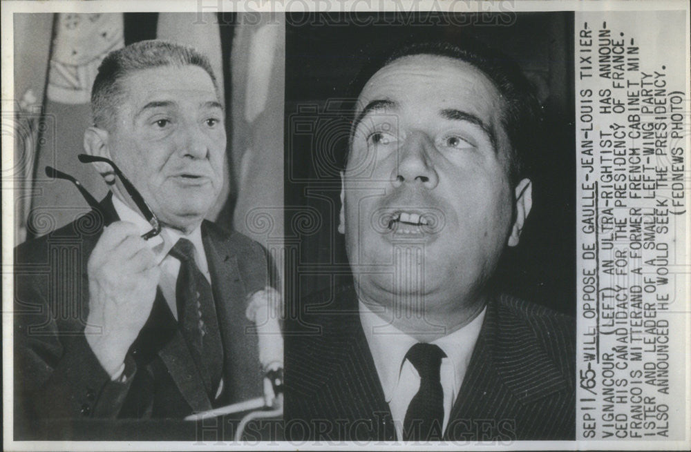 1965 Press Photo Charles De Gaulle President Candidate - Historic Images