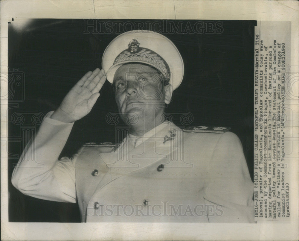 1948 Press Photo Marshal Tito Communist Premier of Yugoslavia - Historic Images