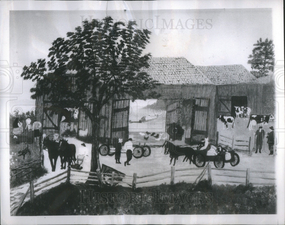 1946 Press Photo &quot;Our Barn&quot; Painted by 86 Year Old Anna Mary Robertson Moses - Historic Images