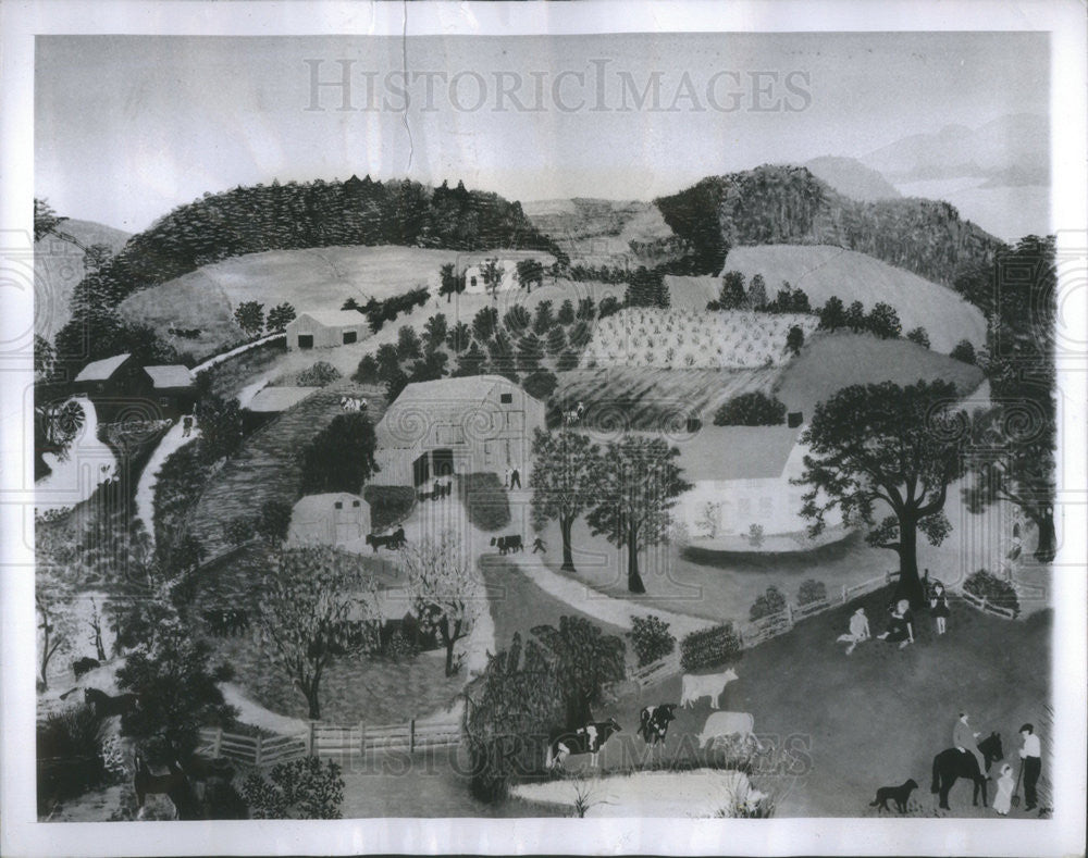 1946 Press Photo &quot;Childhood Home&quot; Painted Grandma Moses a 68-year-old woman. - Historic Images