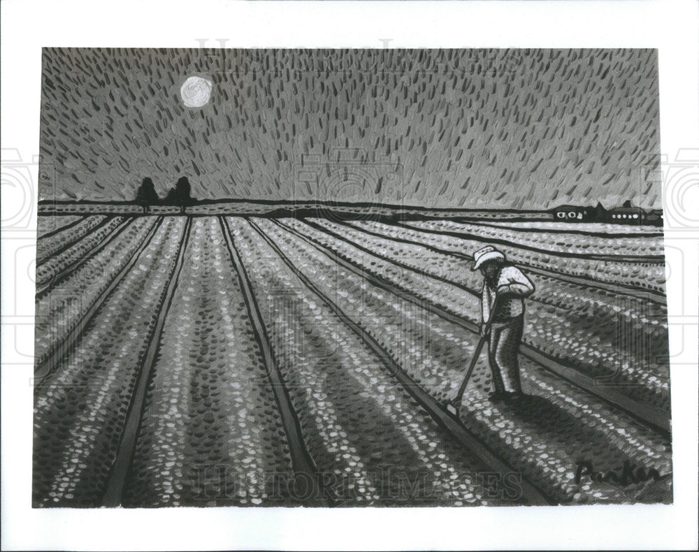 1995 Press Photo Colorado Artist David Parker&#39;s Painting &quot;The Seeds Of Dreams&quot; - Historic Images