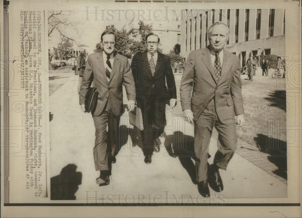 1973 Press Photo Fred Buzhardt Jr &amp; Leonard Garment Counsel to Pres Nixon - Historic Images