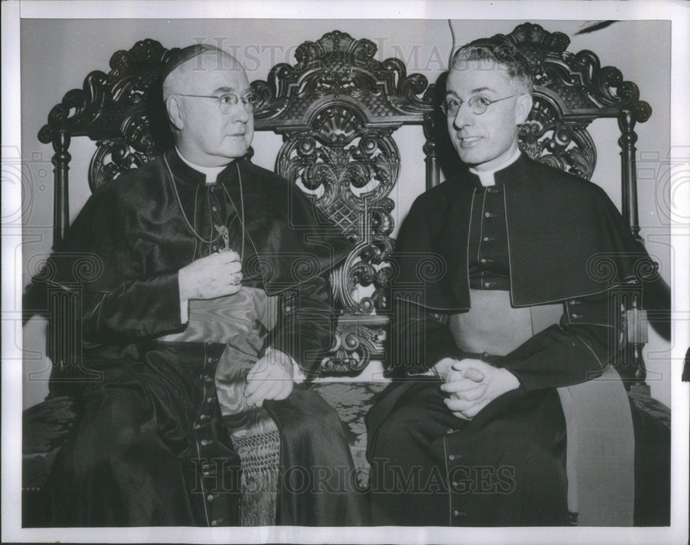 1954 Press Photo Francis Cardinal Speleman and Rev. Monsignor Joseph Pernicone - Historic Images