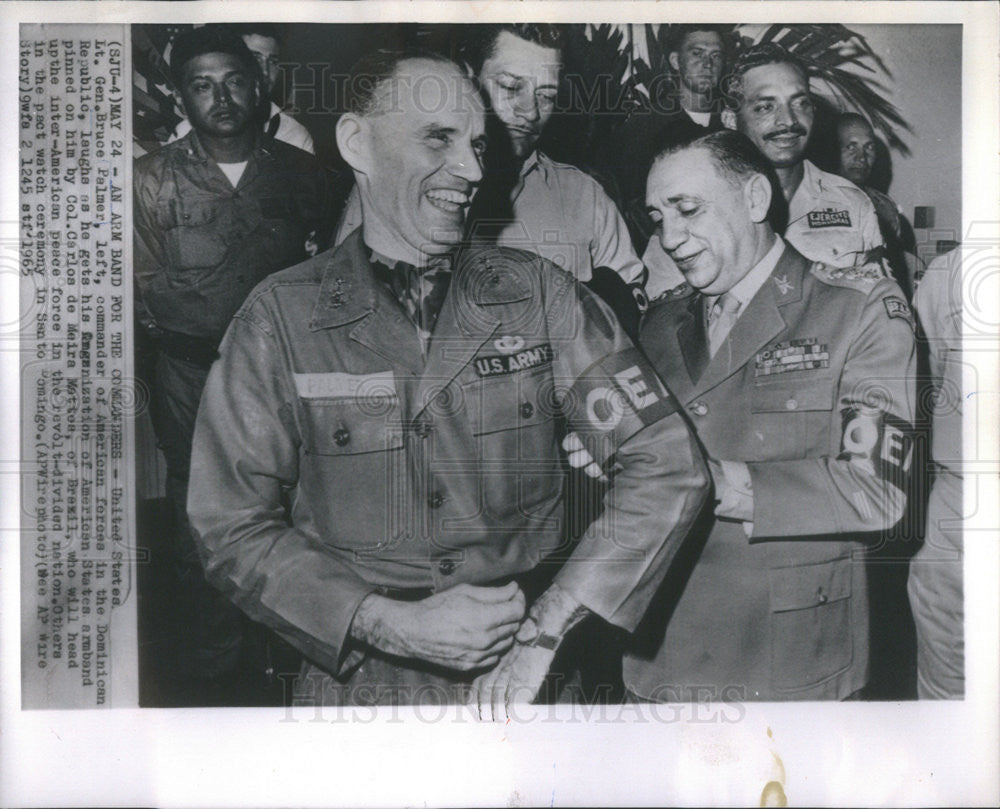 1965 Press Photo Lt Gen Bruce Palmer,Col Carlos deMeira Maltos - Historic Images