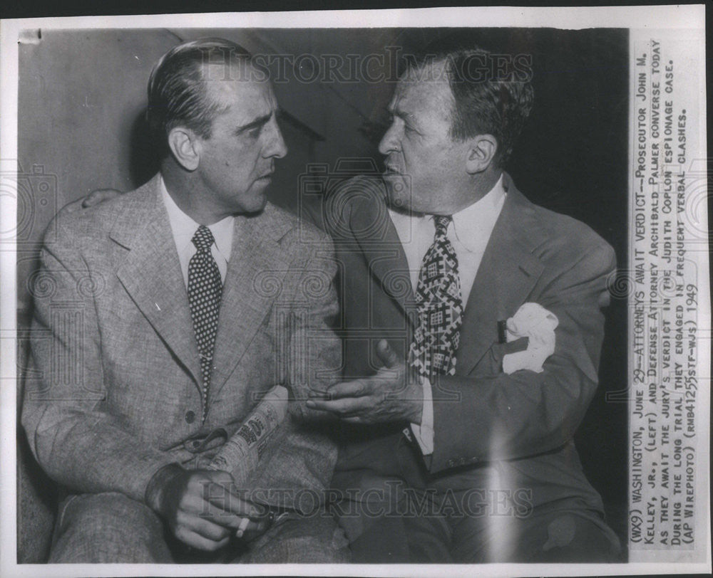 1949 Press Photo Prosecutor John M. Kelley Jr. and Defense Attorney Pailmer - Historic Images