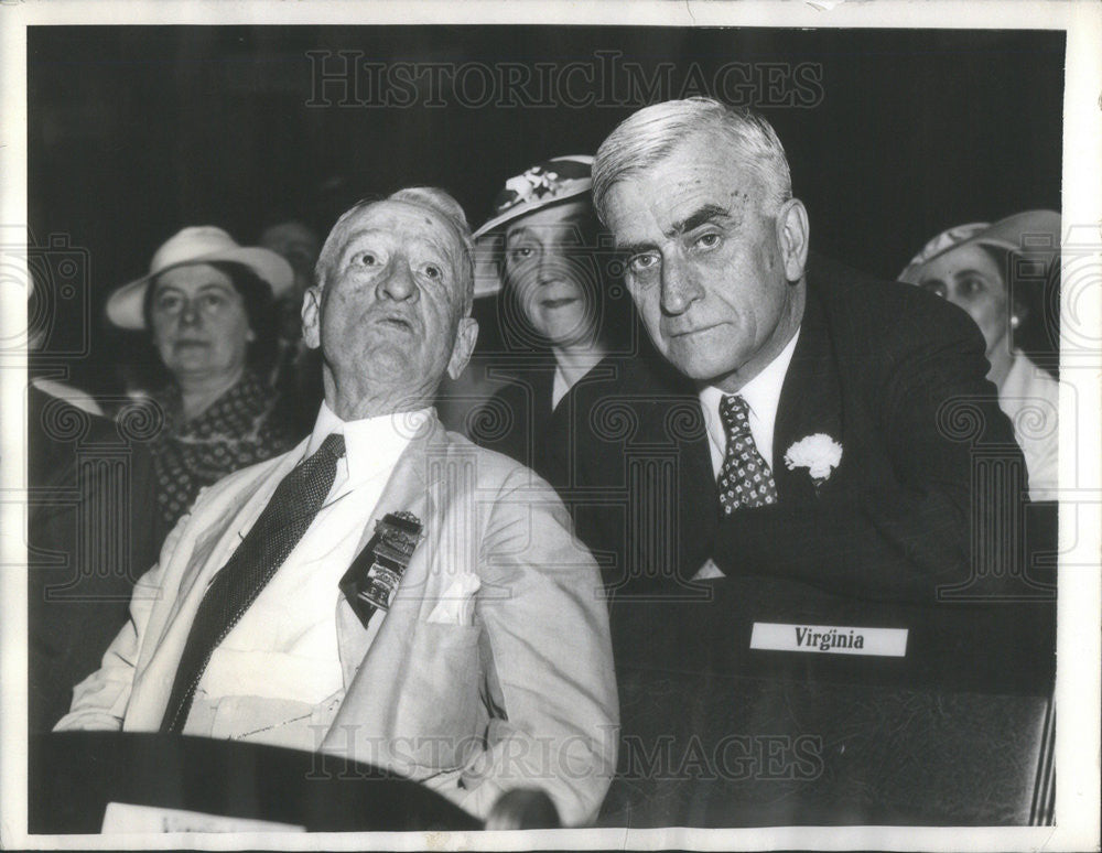 1936 Press Photo Senator Carter Glass &amp; Governor George C. Perry, Virginia - Historic Images