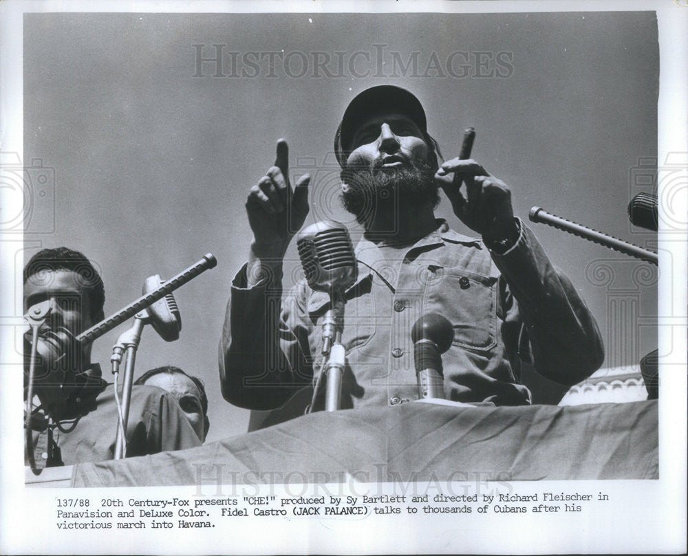 1969 Press Photo Actor Jack Palance Stars As Fidel Castro In Che! - Historic Images