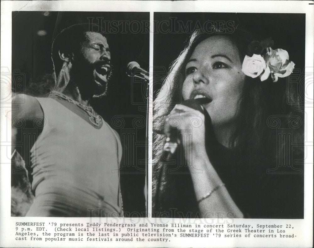 1979 Press Photo Teddy Pendergrass and Yvonne Elliman,musicians - Historic Images