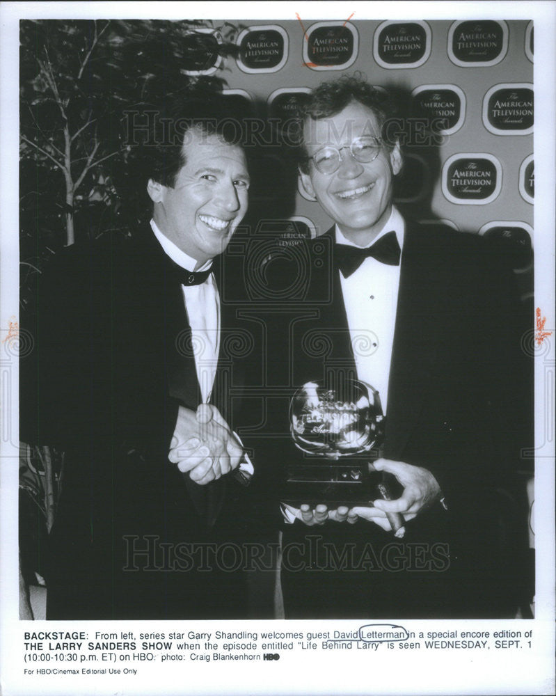 1993 Press Photo Garry Shandling David Letterman Larry Sanders Show Comedian - Historic Images