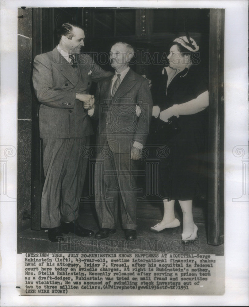 1951 Press Photo Sergo Rubinstein Enetime International Financier - Historic Images