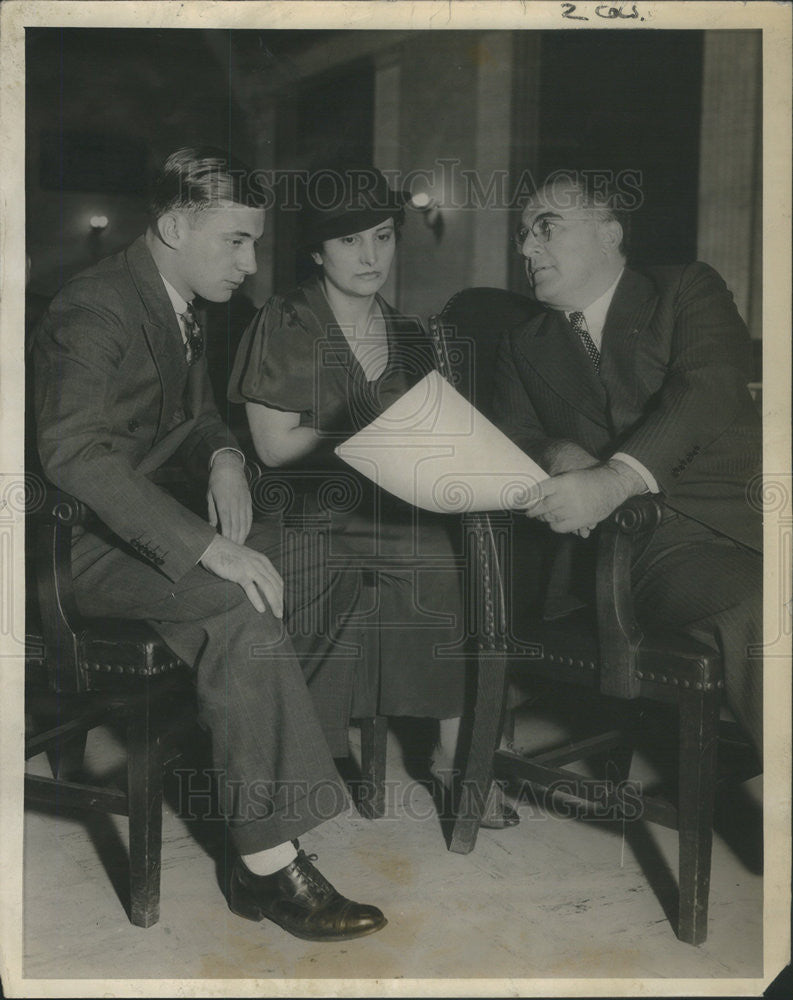 1935 Press Photo Madoian Murder Trial Lawyers Arthur Samuel Hoffman Mrs Madoian - Historic Images