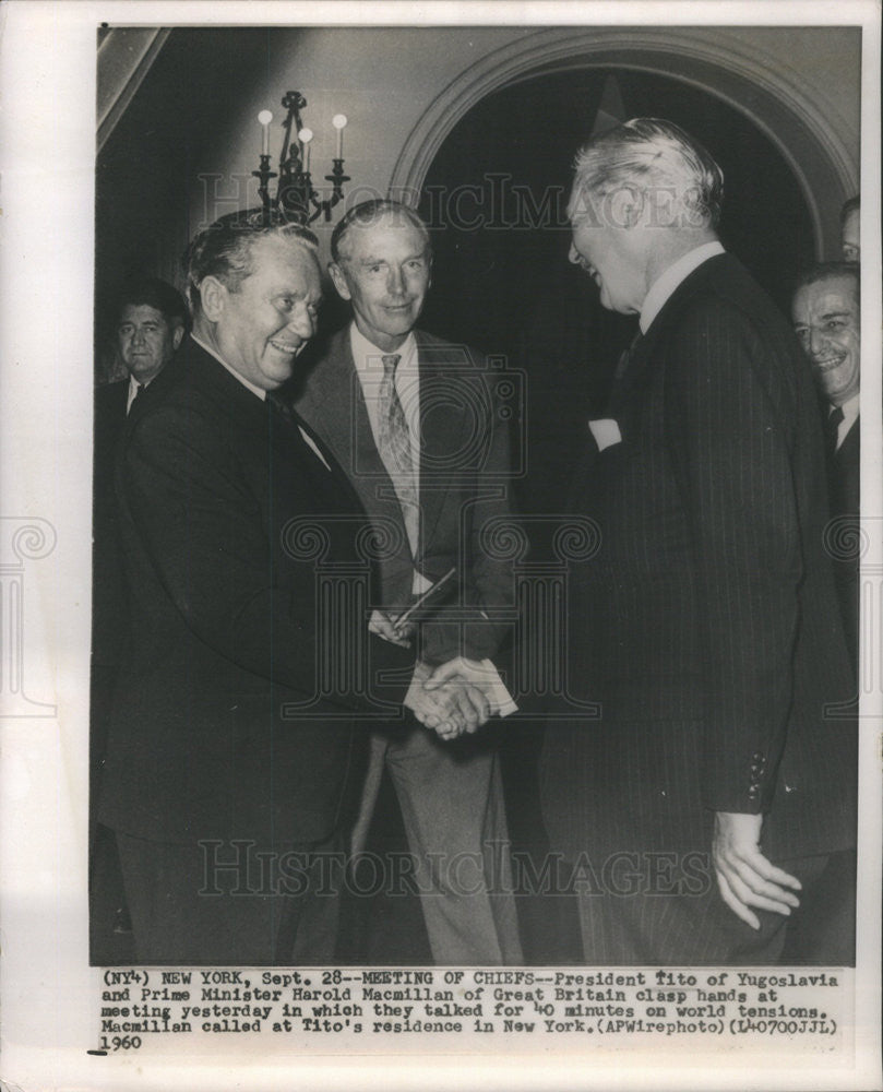 1960 Press Photo President Tito Of Yugoslavia Meets British PM Harold Macmillan - Historic Images