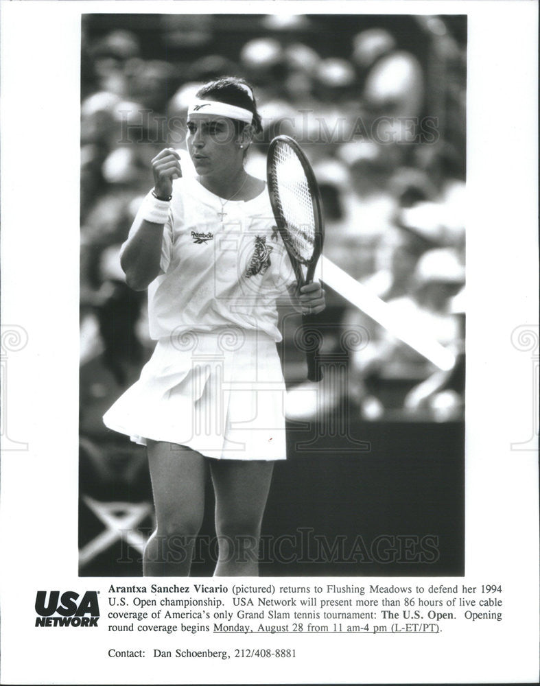 Undated Press Photo Arantxa Sanchez Vicario Tennis US Open Champ Defending Title - Historic Images