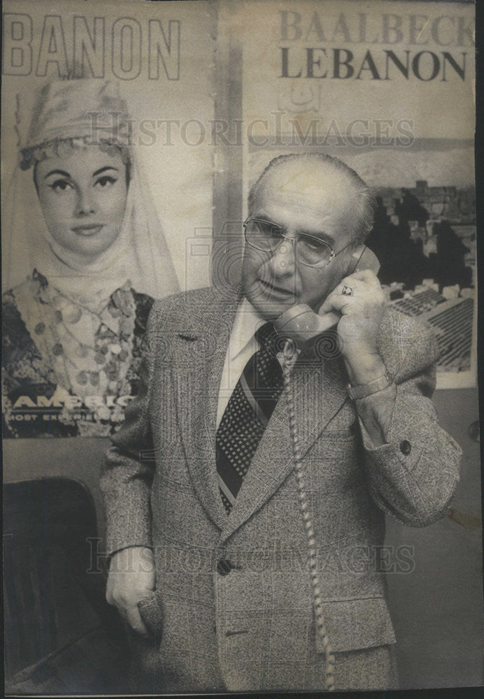 1974 Press Photo  Lebanese Consul Nicholas Salamie on the telephone - Historic Images