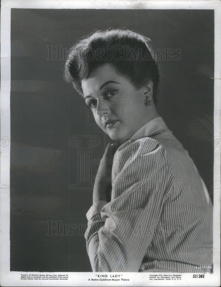 1951 Press Photo Actress Angela Lansbury In MGM Movie Kind Lady Publicity Shot - Historic Images