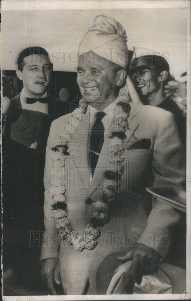 1954 Press Photo President Tito Yugoslavia Wearing Turban In New Delhi India - Historic Images
