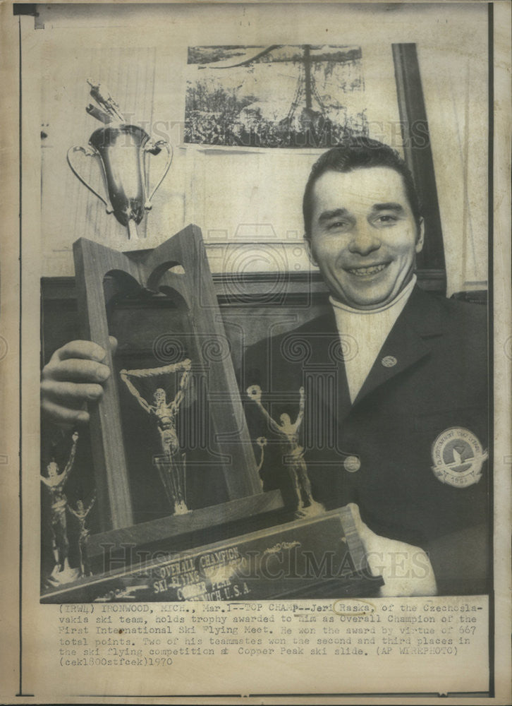 1970 Press Photo Jeri Raska of Czechoslavakia wins ski flying meet - Historic Images