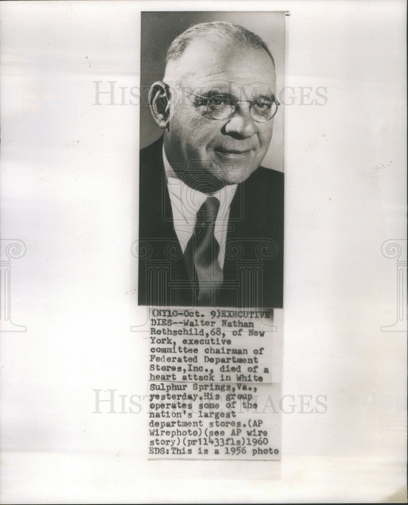 1956 Press Photo Walter Nathan Rothschild died of heart attack in VA - Historic Images