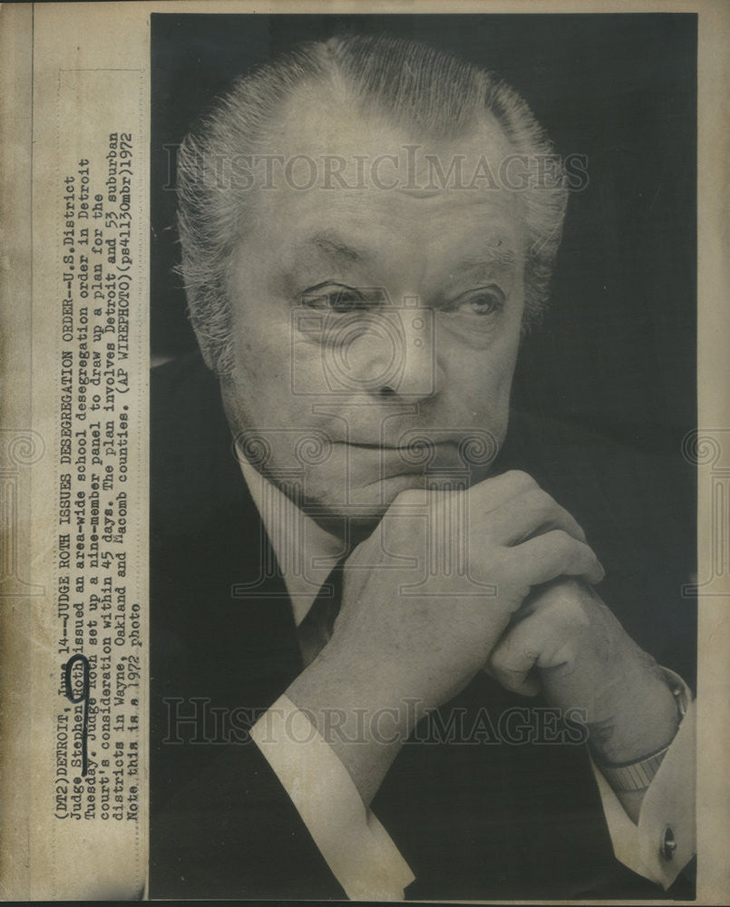 1972 Press Photo U.S. District Judge Stephen Roth - Historic Images