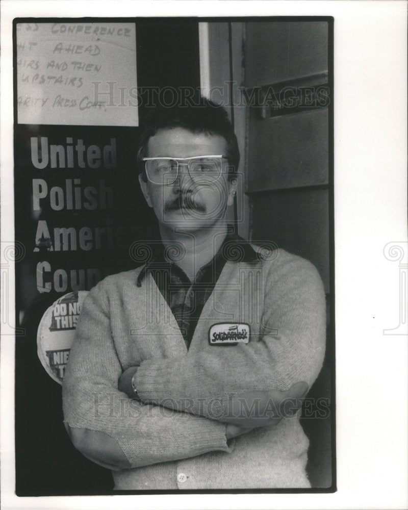 1986 Press Photo Andrzej Rozplochowski Leader of Poland Solidarity Movement - Historic Images