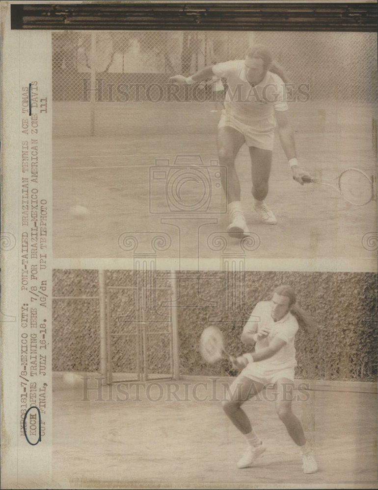 Press Photo Brazilian Tennis Star Tomas Koch Training On Mexico City Court - Historic Images