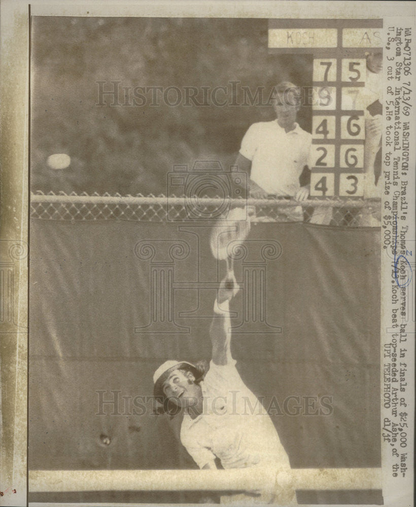 1969 Press Photo Brazilian Tennis Player Thomas Koch Playing Washingto ...