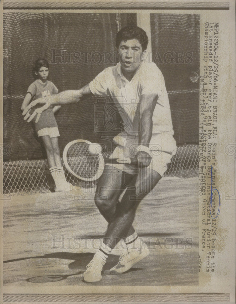 1966 Press Photo Manuel Orantes Spanish Tennis Player - Historic Images