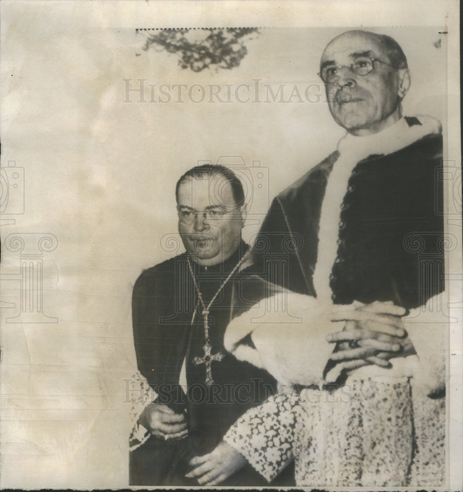 1958 Press Photo Bishop John Martin O&#39;Connor and Pope Pius - Historic Images