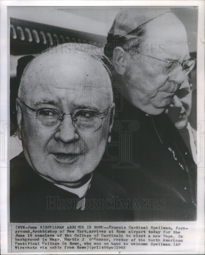 1963 Press Photo Francis Cardinal Spellman and Msgr Martin J O&#39;Connor - Historic Images