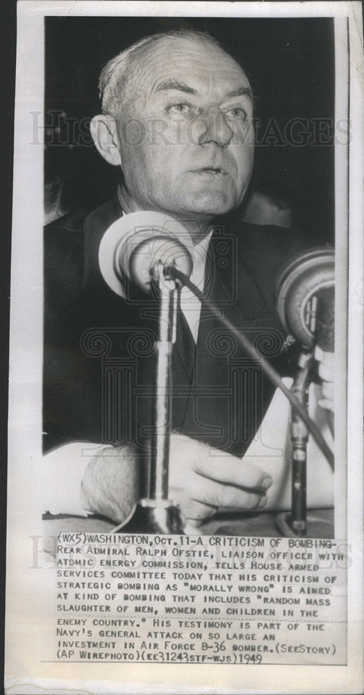 1949 Press Photo Rear Adm RalphOfstie Atomic Energy commission - Historic Images