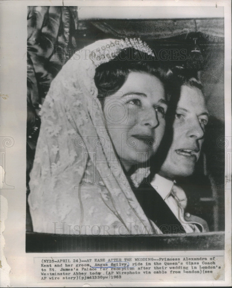 1963 Press Photo Princess Alexandra ofKent and groom Angus Ogilvy - Historic Images