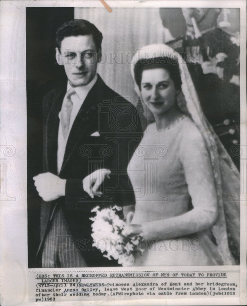 1963 Press Photo Princess Alexandra of Kent and bridegroom Angus Ogilvy - Historic Images