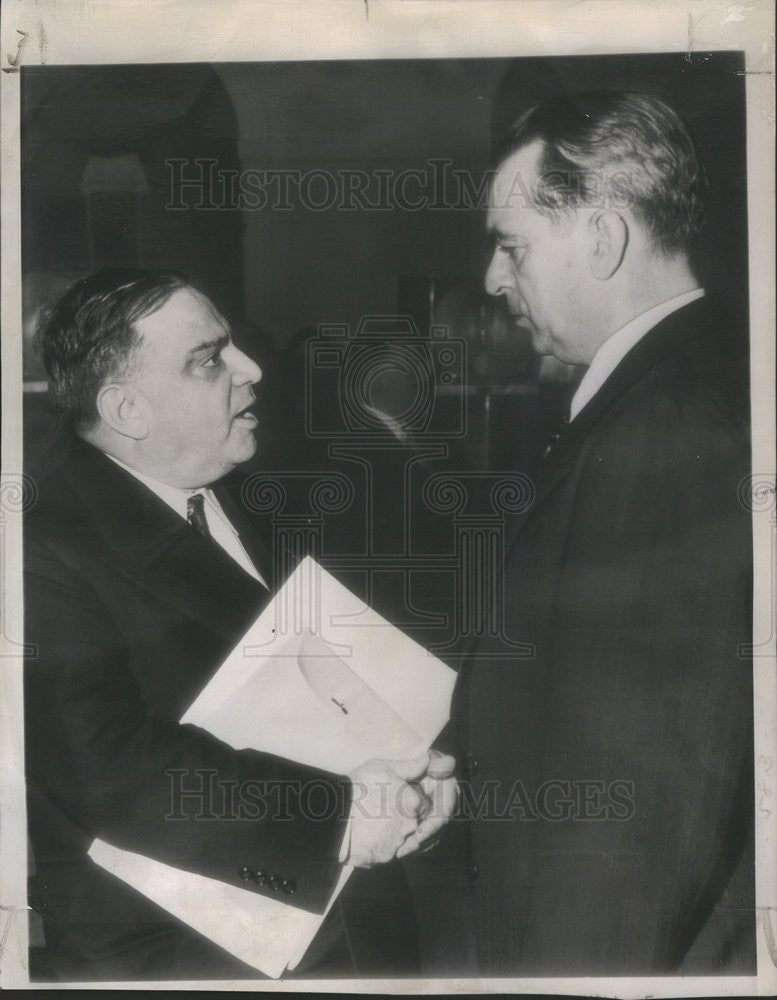 1946 Press Photo NY Mayor William O&#39;Dwyer w/ former Mayor Fiorello LaGuardia - Historic Images