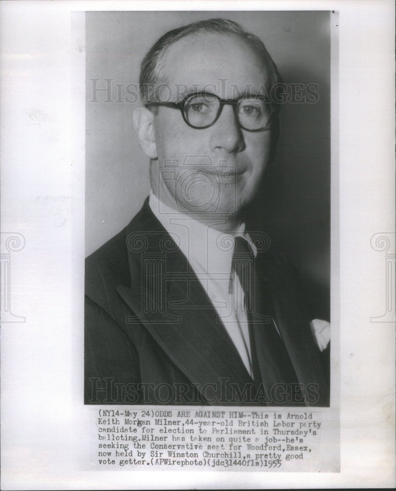 1955 Press Photo British Labor Party Candidate Arnold Keith Morgan Milner - Historic Images