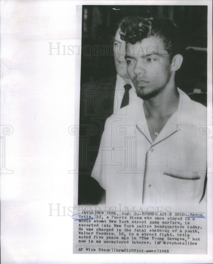 1965 Press Photo Ramon Ortiz of Puerto Rico Charged in Stabbing Death of Youth - Historic Images