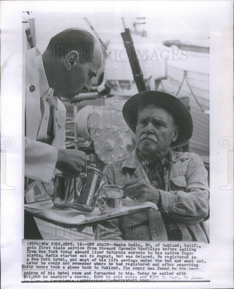 1960 Press Photo Maxim Radin Steward Carmelo Sanfilipo - Historic Images