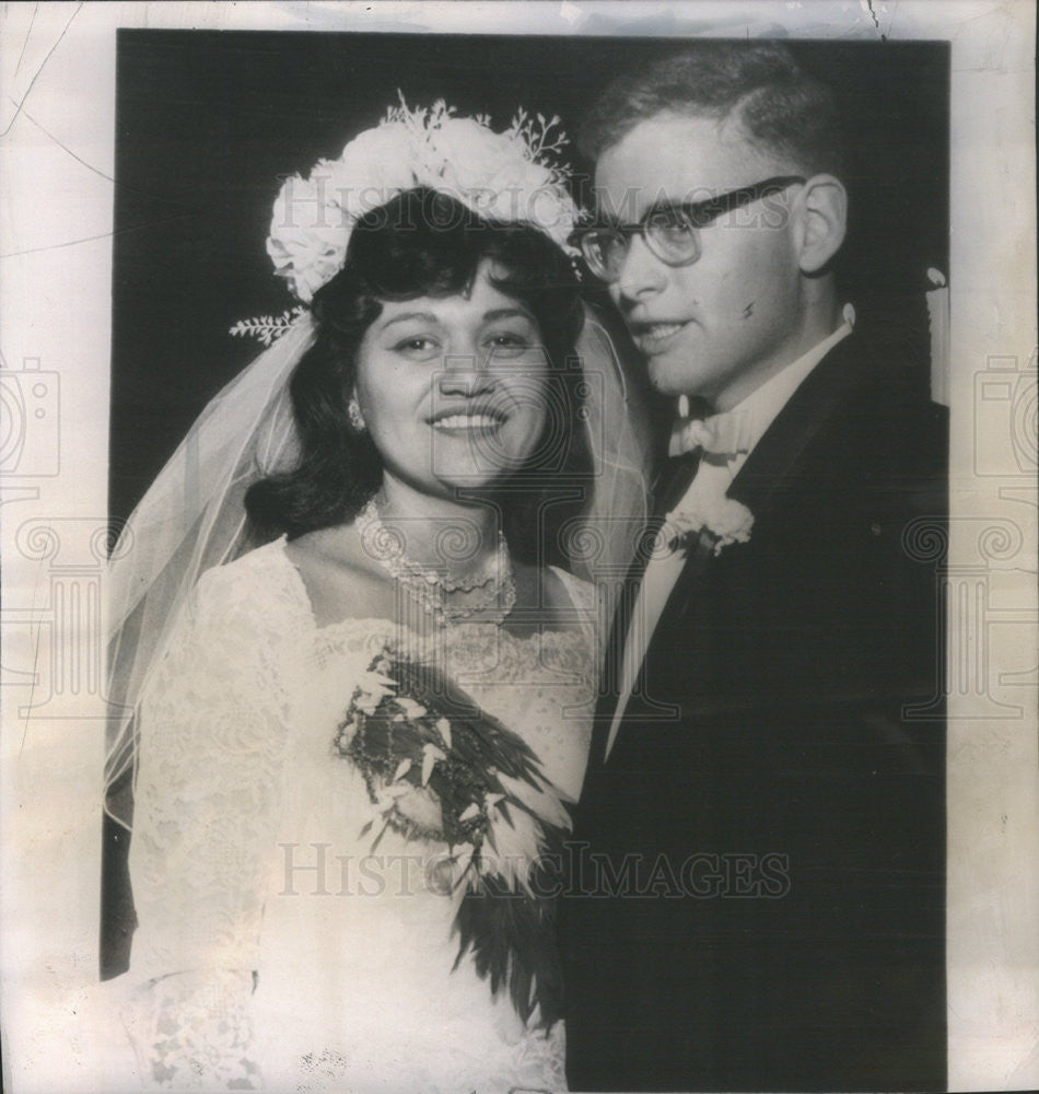 1961 Press Photo Princess of Tahiti Marries Pvt Lolin Radford Army Chaplain Asst - Historic Images