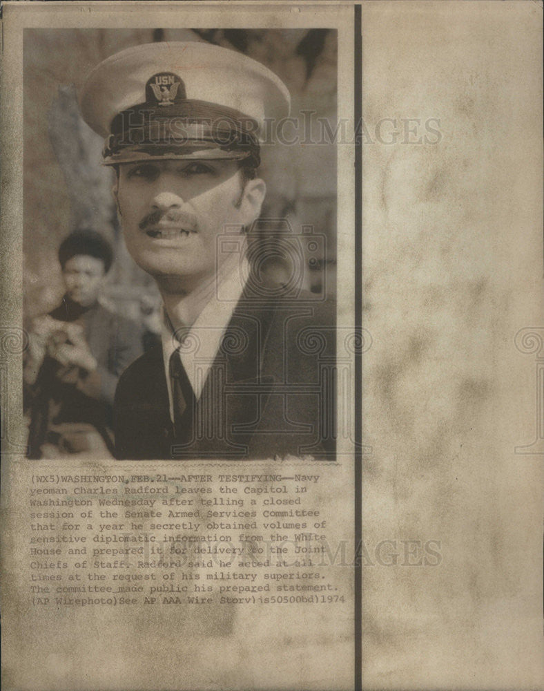 1974 Press Photo Navy Yeoman Charles Radford After Testifying - Historic Images