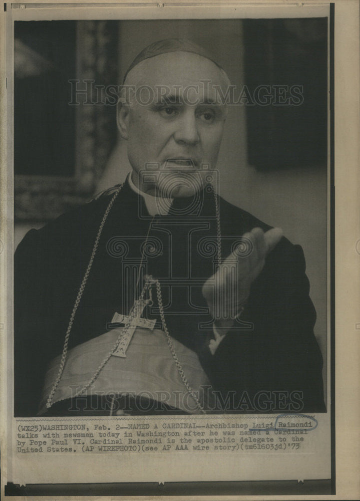 1973 Press Photo Archbishop Luigi Raimondi Italian Cardinal Catholic Church - Historic Images